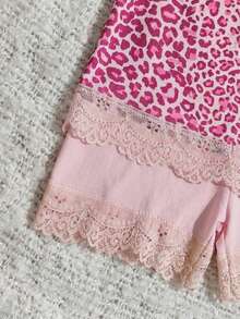 EURMUSE 2 Sets Lace Detail Solid Color & Leopard Patten Detail PJ Set - Multicolor - View 5