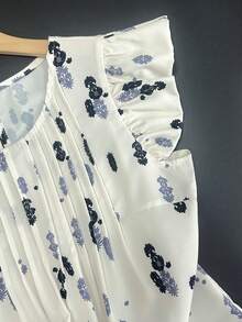Lyxana 女士印花圆领休闲褶皱短袖衬衫 - 彩色 - 查看 5