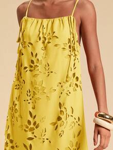 Travachic 女士纯色梭织连衣裙，度假款 - 黃色 - 查看 7