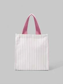 ROMWE Kawaii Cute Cartoon Striped Thermal Insulation Bag - Pink A - View 4