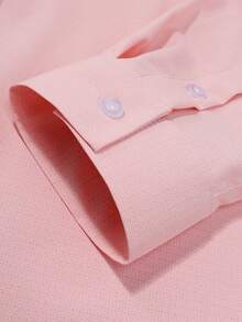 Manfinity Bizformal Men's Button-Down Long Sleeve Formal Business Commuter Mature Elegant Collar Shirt, For Dad And Me, Old Money Men, Work, Daddy White Dress Shirt Menwhite Men Shirtwhite Shirts For Menmen's Dress Shirt - Pink - View 5