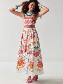 Soleia 女式波西米亚印花细肩带连衣裙，休闲海滩度假 - 彩色 - 查看 6