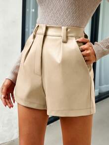 Lavishia Quần short nữ dáng rộng, xếp ly, có túi, thích hợp cho việc đi làm hàng ngày. - Màu be - Xem 6
