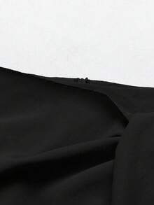 GlowEve Women's Wrap White Long Sleeve Top And Knotted Black Skirt Elegant 2-Piece Set - Black - View 4