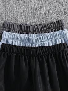 SHEIN 3件套儿童/青少年男童休闲运动口袋宽松抽绳纯色工装裤，适合通勤、上学、日常休闲、旅行、运动，春、夏、秋、冬皆宜。 - 彩色 - 查看 5