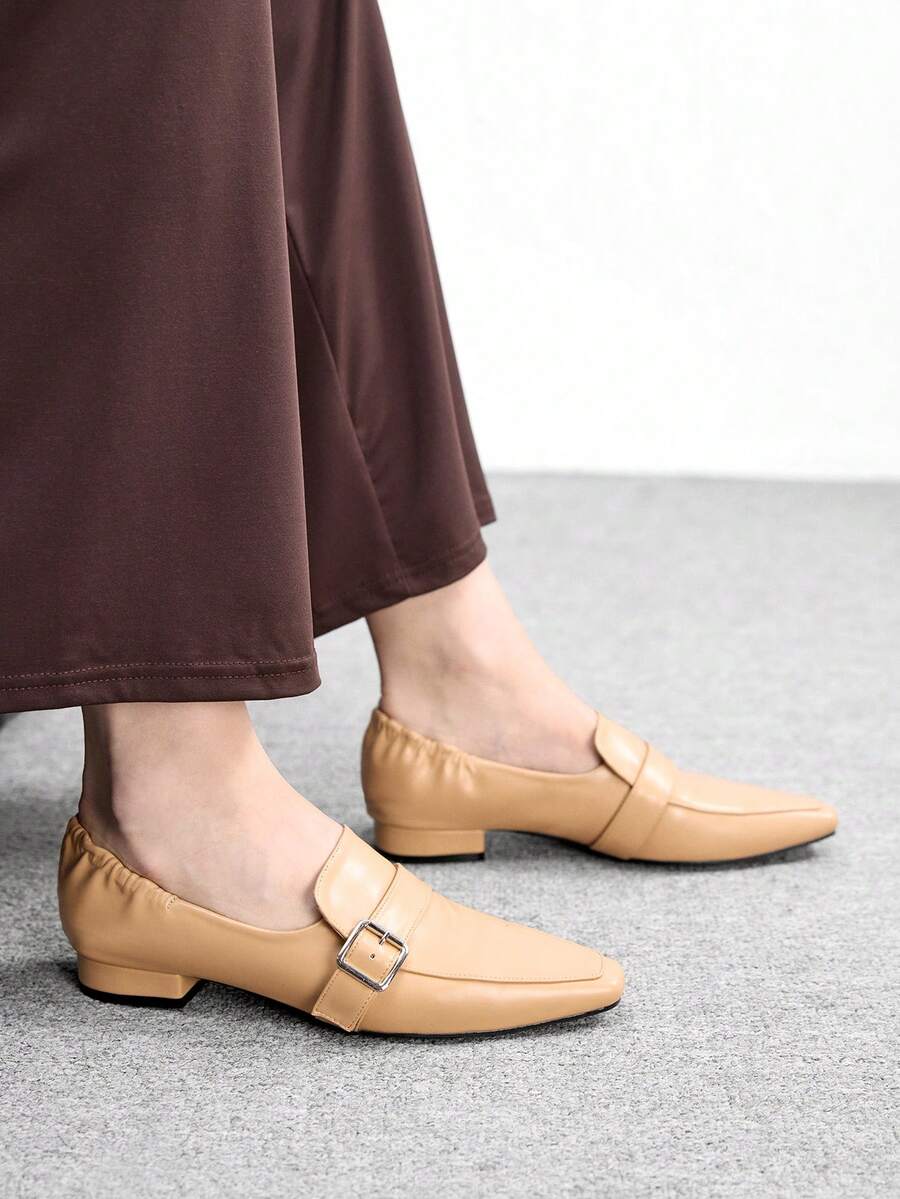 CUCCOO BIZCHIC Women's Buckle Design Casual Fashionable Flat Shoes - Light coffee - View 1