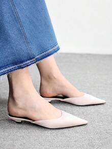 CUCCOO BIZCHIC Ballet Lace-Up Straps Pointed Kitten Heel Stiletto High Heels Shoes Leather Shoes - Pink - View 4