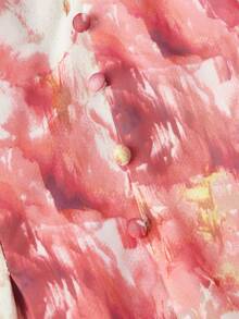 SHEIN MOD 女士扎染印花收腰领连衣裙 - 彩色 - 查看 6