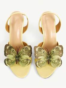 CUCCOO CHICEST 女士优雅蝴蝶装饰高跟凉鞋 - 芥末黃 - 查看 2