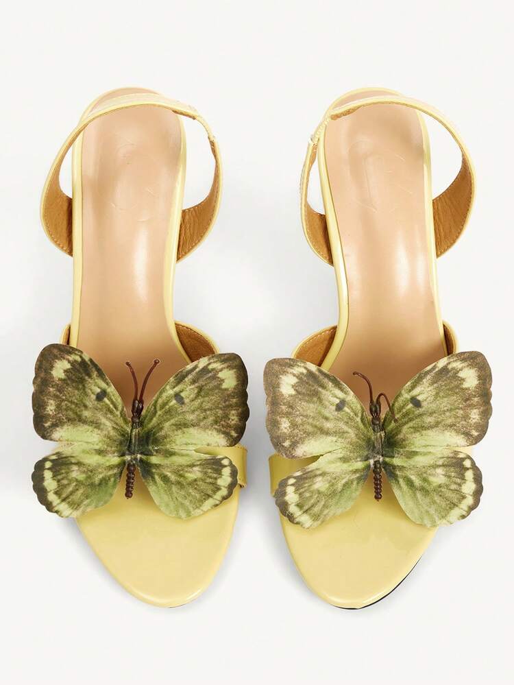 CUCCOO CHICEST Women's Elegant Butterfly Decor High Heel Sandals Wedding Shoes Summer Shoes Bride Shoes