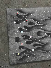 Manfinity EMRG 字母与火焰印花抽绳腰部休闲阔腿运动裤，2000 年代风格 - 彩色 - 查看 3