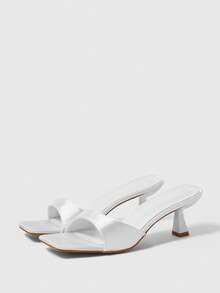 Sleekvia Sandalias de tacón alto versátiles y clásicas de color blanco para uso diario - Blanco - Ver 10