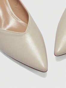 CUCCOO BIZCHIC Women's Apricot Matte Minimalist Classic Pointed Toe Office/Commute Business Chunky Heel Pumps - Apricot - View 8