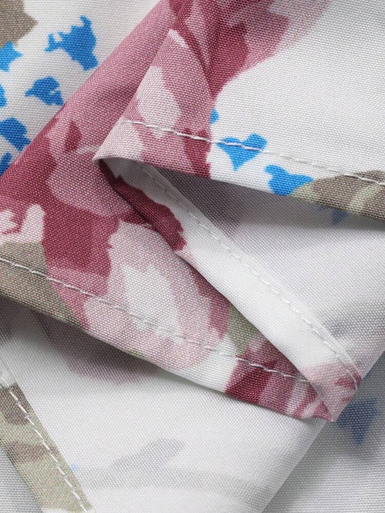 Tween Girl Floral Print Round Neck Elegant Short Sleeve Dress