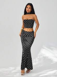 SHEIN PETITE Bộ đồ hai mảnh dành cho nữ - màu đen - Xem 6