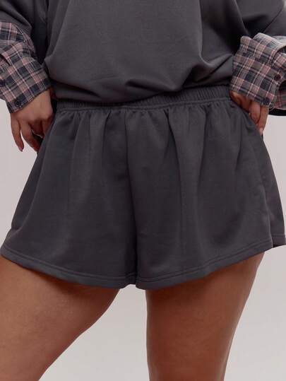 MUSERA Sweat Check Back Pocket Mini Shorts Tie Waist Cute Cosy Spring Everyday Sugar Swizzle