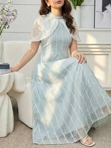 Girls' Elegant Party Long Dress, Pea Green Tulle Formal Gown - Green - View 4