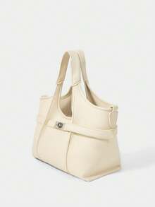 SHECARRY 女士休闲手提包，简约时尚，适合日常使用 - 米色 - 查看 2