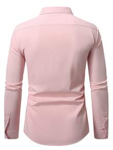 Manfinity Bizformal Men's Button-Down Long Sleeve Formal Business Commuter Mature Elegant Collar Shirt, For Dad And Me, Old Money Men, Work, Daddy White Dress Shirt Menwhite Men Shirtwhite Shirts For Menmen's Dress Shirt - Pink - View 2