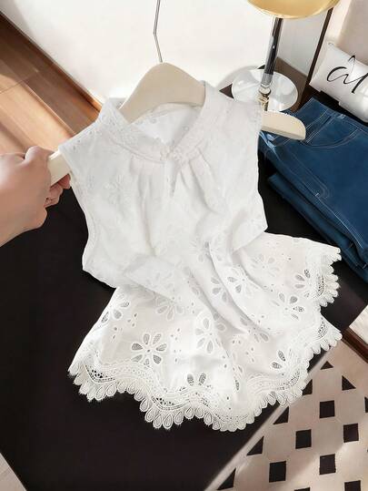 Franclia Elegant Vacation Mandarin Collar Button Embroidered Lace Patchwork Romantic Women Blouse