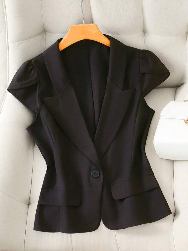 GlowEve Women's Elegant Hooded Sleeve Solid Color Fitted Blazer