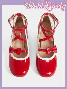 Dola Lovely 女士搭扣设计百搭时尚高跟鞋 - 紅色 - 查看 2