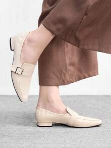 CUCCOO BIZCHIC Women's Buckle Design Casual Fashionable Flat Shoes - Beige - View 3
