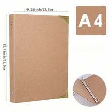 Sổ tay A4A5A6B5 kiểu cổ điển, bìa rời, giấy Kraft đơn giản, góc bọc kim loại, sổ tay học sinh, sổ tay trẻ em gái, sổ tay dán hình, phong cách cổ điển, gia đình, kiểu dáng đơn giản retro. - Màu Khaki - Xem 9