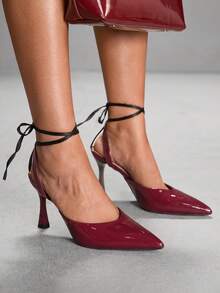 CUCCOO SZL Sexy Pointed High-Heeled Strap Women's Shoes Spring Shoes - Burgundy - View 4