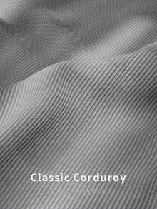 Comfortcana 女士休闲灰色灯芯绒褶皱短裤，秋季款 - 灰色 - 查看 7