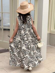 Dazy Kids Tween Girls Sleeveless Ditsy Floral Dress, Summer - Grey - View 5