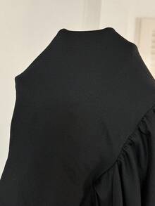 SHEIN Lässiger Jumpsuit für schwangere Frauen mit Kontrast-Farben und rückenfreiem Trägerteil, geeignet für Frühling/Sommer Alltagsoutfit - Schwarz und Weiss - Übersicht 7