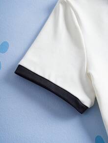 SHEIN | PAW Patrol Young Boy Summer Casual Dog Print Contrast Trim Round Neck Short Sleeve T-Shirt And Pants Pajama Set - White - View 5