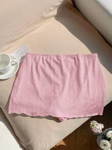 Comfortcana Minifalda texturizada de talle bajo en color rosa pálido, casual y para vacaciones - Rosa Pálido - Ver 2