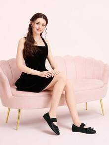 CUCCOO DOLLMOD Women's Casual Versatile Commuting Flats With Bow Decor Valentine's Day - Black - View 6
