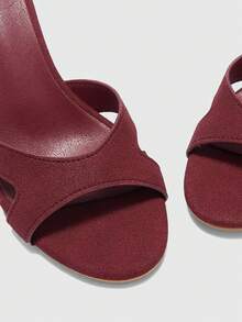 CUCCOO BIZCHIC Women's Burgundy Suede Hollow-Out Stiletto Sandals, Elegant & Versatile For Work And Commute Summer Shoes - Burgundy - View 8