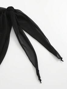Swim Oasis Women's Solid Color Side Tie Waist Cover-Up & Mini Skirt Set, Vacation - Black - View 3