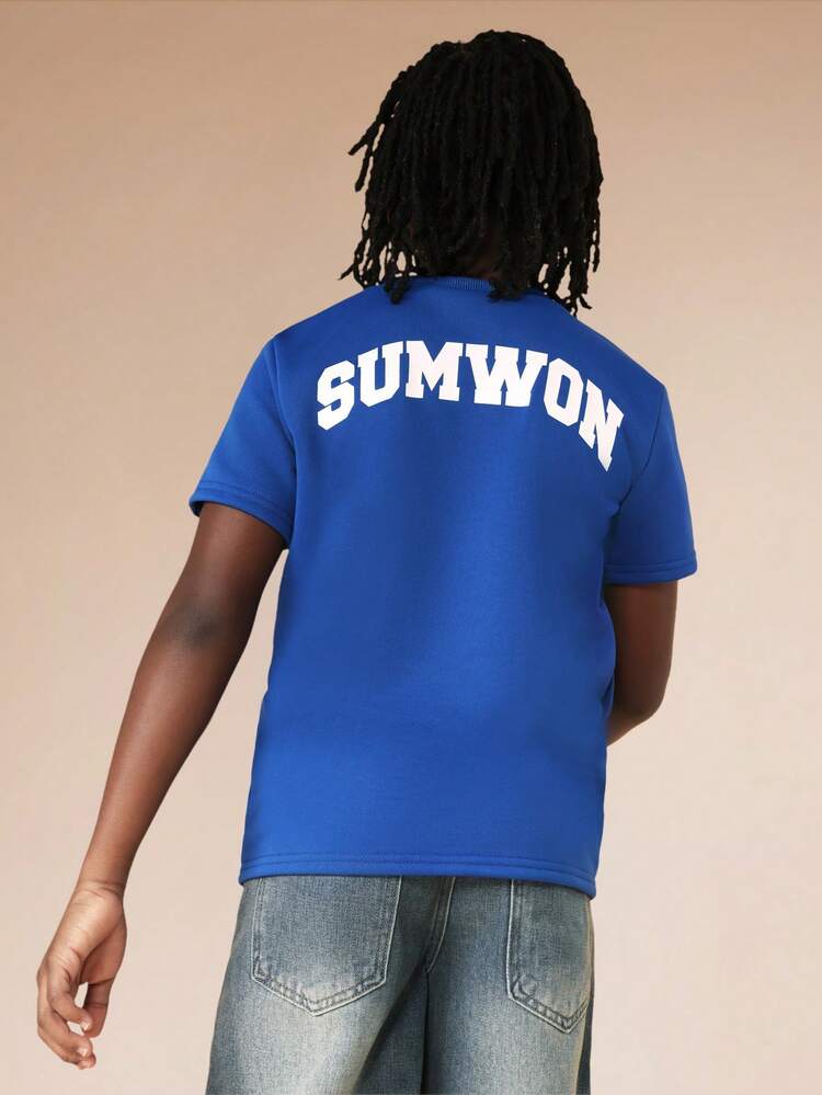 Text Print Crew Neck Tee