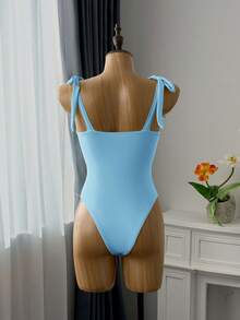 Swim Mod 1pc Women's Daisy Underwire Lace-Up Bralette, Cute & Sweet - Blue - View 10