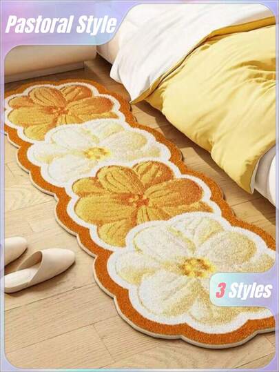 1 tấm thảm hình hoa nhiều màu sắc, hình dạng dài không đều, dùng làm thảm trải sàn phòng ngủ, cạnh giường, ghế sofa, thảm kê chân dày dặn cho bàn cà phê, thảm trang trí sàn nhà cho Giáng sinh, Lễ Tạ ơn, Ngày Valentine, Kỷ niệm, Đám cưới.