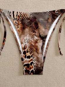 Swim Vcay Women's Leopard Print Halter Twist Front Bikini Set - Multicolor - View 3