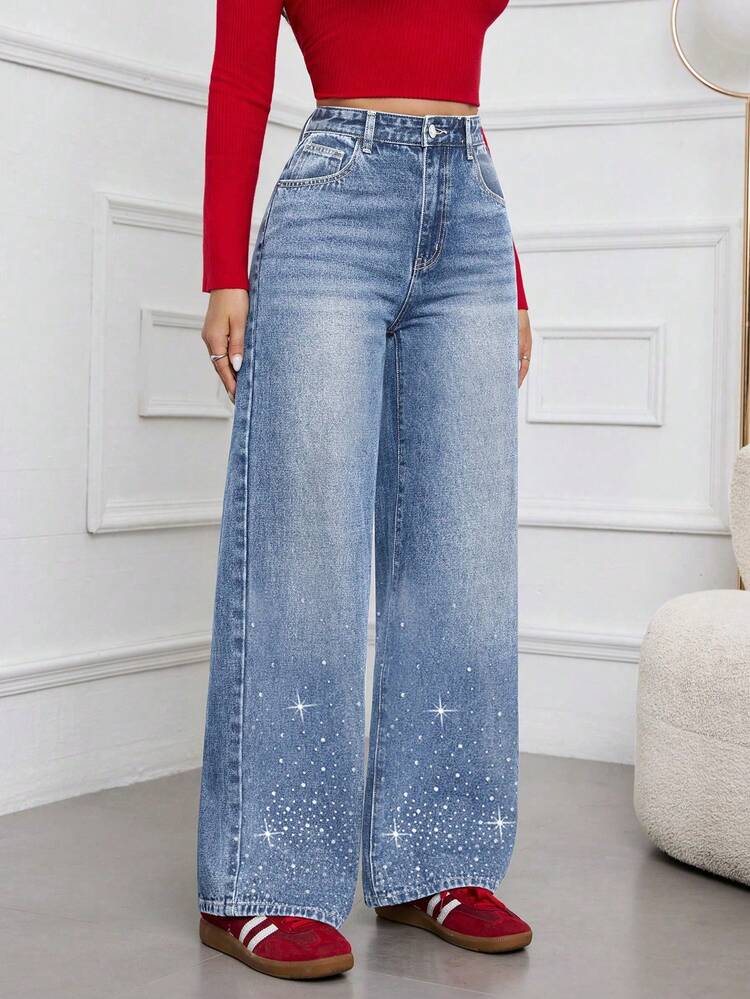 ZYANYA Mezclilla Pantalón cargo Jeans wide leg mujer Pantalones de mezclilla mujer Pantalones anchos pantalon de mezclilla dama vaqueros pantalones vaqueros para mujer pantalón de mezclilla - Gris - Añade 9