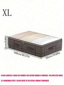 SHEIN 1PC Bedroom Storage Gods, Large-Capacity Bedding Organizer, Multi-Functional Storage Bag Under The Bed, Clothing Storage Bag, Simple Home Organization Good Helper, Make Your Space Well Organized, Fabric Folding Storage Box, Space Magician, Convenient Access, Seasonal Worry-Free.,Boho Vibes - Grey - View 15