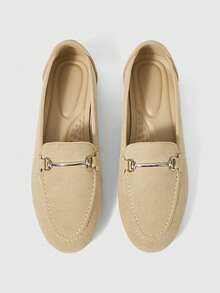 Sleekvia 2025春秋新款女士软底平底圆头乐福鞋 - 杏色 - 查看 2