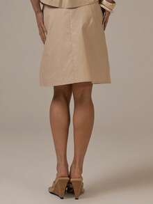 MUSERA Chân váy midi cạp thấp cài cúc phía trước, phong cách mùa xuân hè, dễ thương, ấm áp, mang hơi hướng đồng quê, Y2K, tươi tắn, thường ngày, thích hợp cho kỳ nghỉ. - Màu be - Xem 5