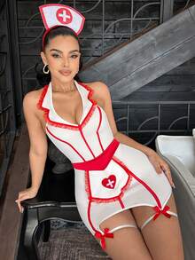 Fantasy Costume Áo ngủ nữ gợi cảm, ôm sát, phối nhiều mảnh, thuộc dòng sản phẩm Sexy Series. - trắng - Xem 3