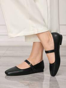 Women's Casual Buckle Design Ballet Shoes For Daily Wear Valentine's Day - Black - View 3