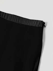 Firerie Plus Size Elegant Solid Color A-Line Skirt, Versatile For Commuting - Black - View 4