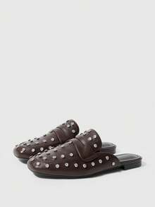 MOTF KOREAN STYLE FLAT MULE SLIPPERS FOR WOMEN, SQUARE TOE SLIP-ON BACKLESS CASUAL SANDALS, VERSATILE FOR SPRING & SUMMER - Brown - View 10