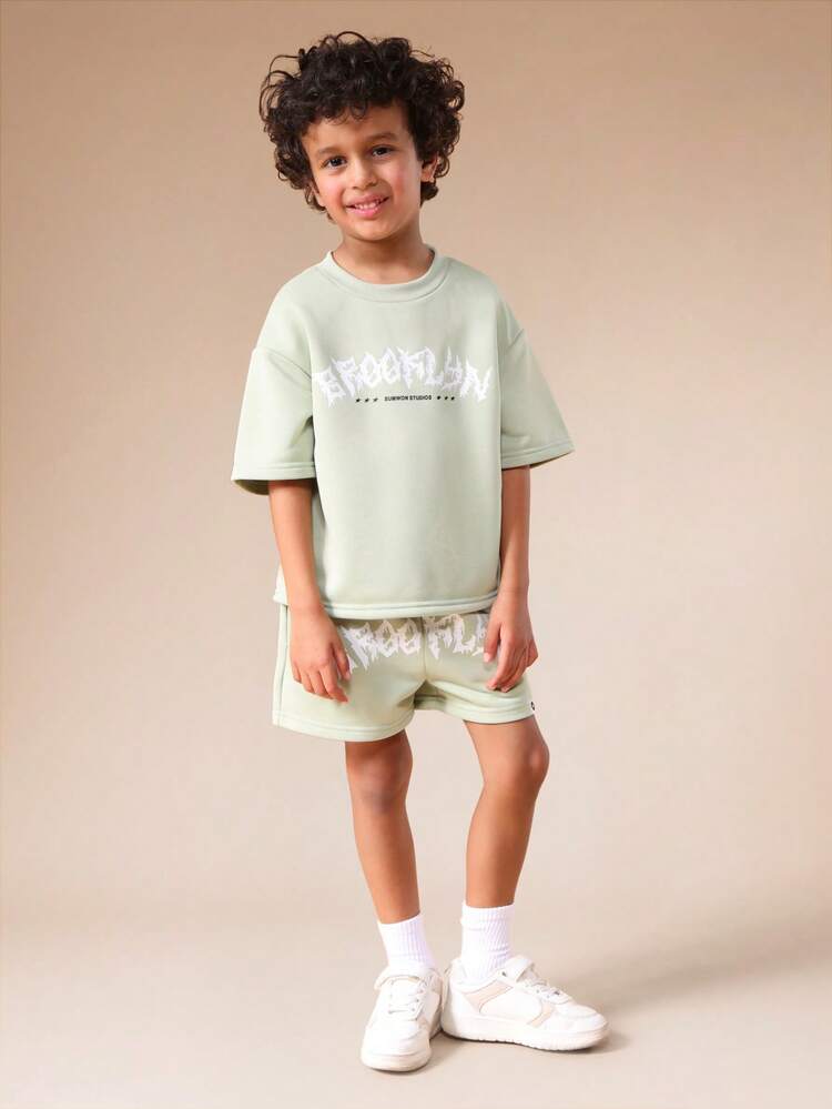 Sweatshirt And Shorts Set With Brooklyn Graphic
